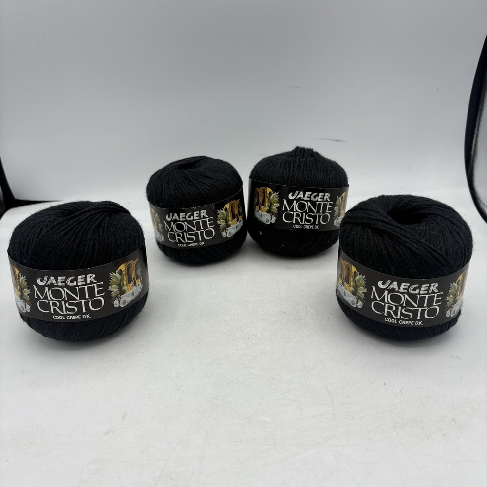 Jaeger Yarn Monte Cristo Cool Crepe DK Cotton Acrylic Black 135 Lot of 4